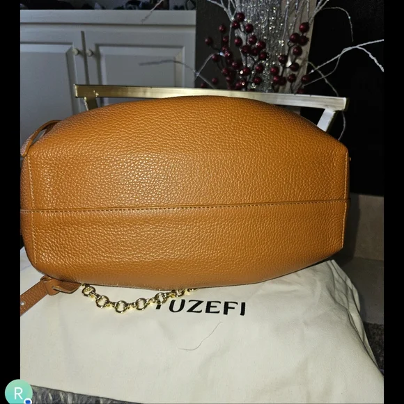 EuC YUZEFI Scallop Scallop BAG Pebble Grained Cinnamon With Tags - Picture 12 of 16